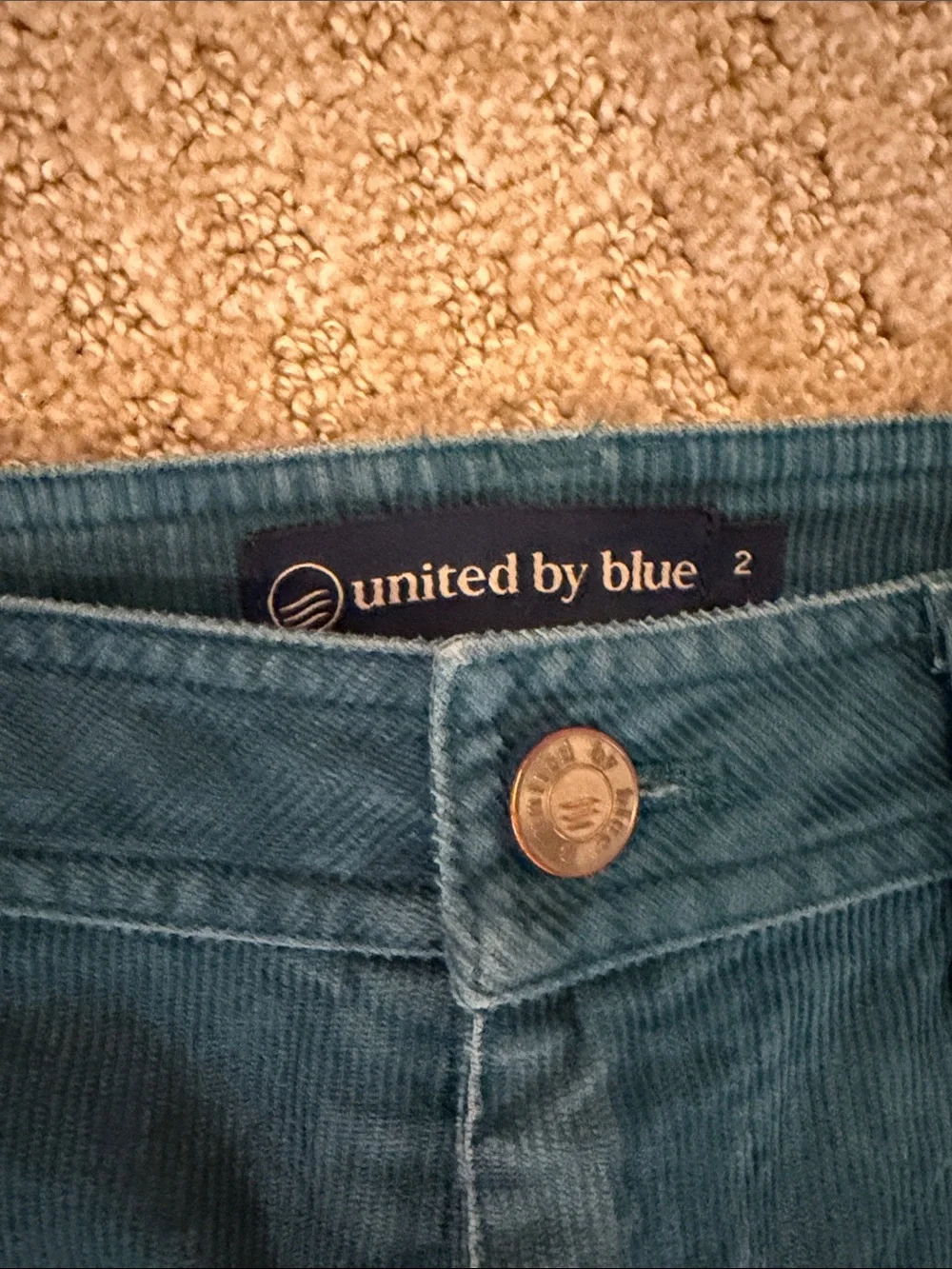 United By Blue High Waist Wide-Leg Corduroy Pants - Teal Blue - Size 2